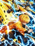 Demon Slayer Zenitsu Thunderclap Montage - Small Poster Print