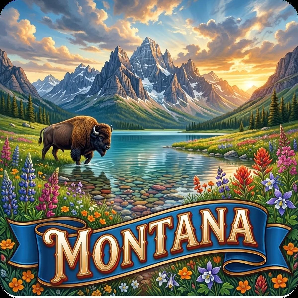 Montana State Design - 6 inch Sticker Popular