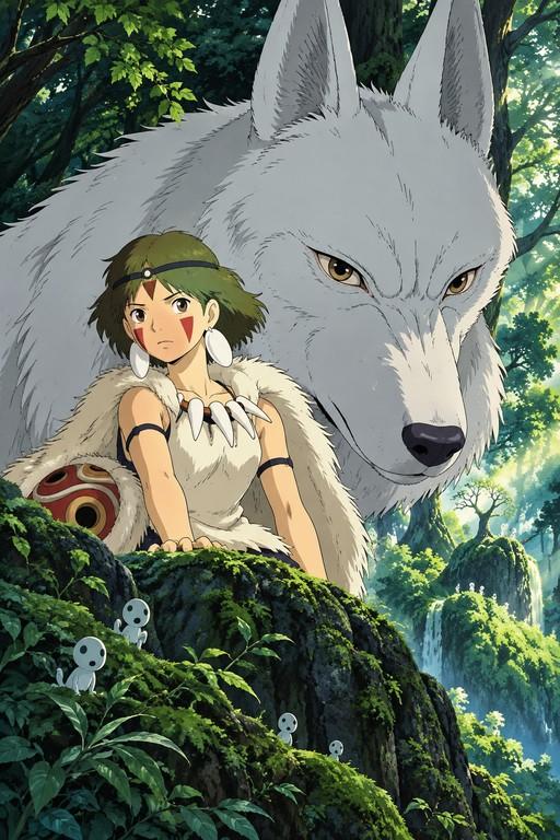 Princess Mononoke and Moro - Small Poster Print