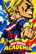 My Hero Academia All Might Punch Artwork - Small Wood Print