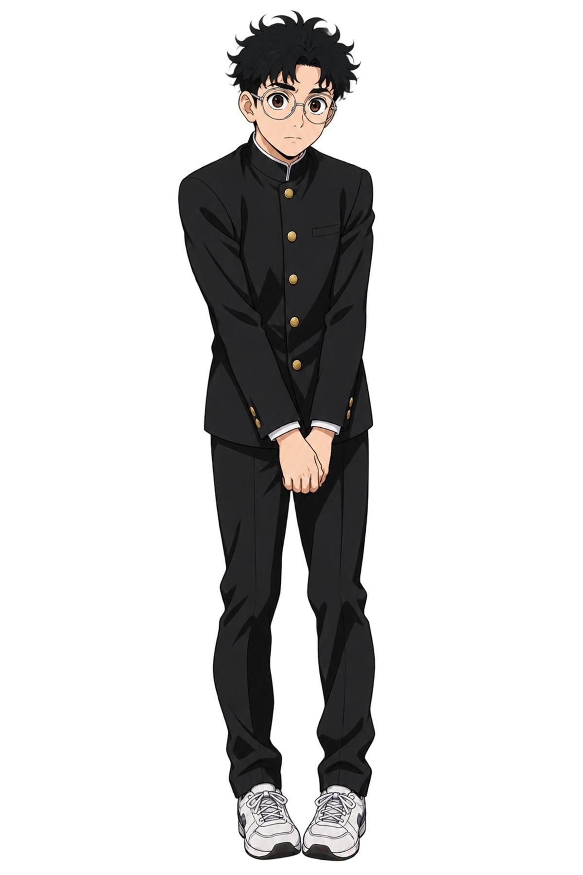 Anime School Boy with Glasses in Black Uniform - XL Laser Cut