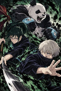 Maki Zenin, Toge Inumaki, and Panda from Jujutsu Kaisen - Small Wood Print