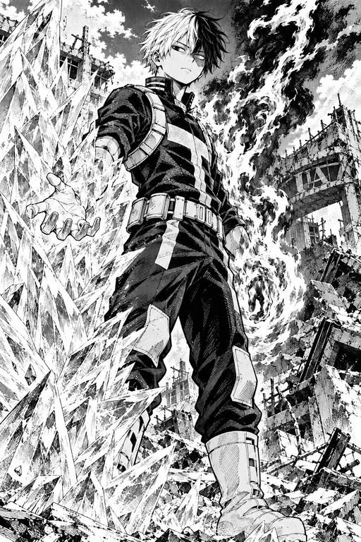 Shoto Todoroki from My Hero Academia - Small Wood Print