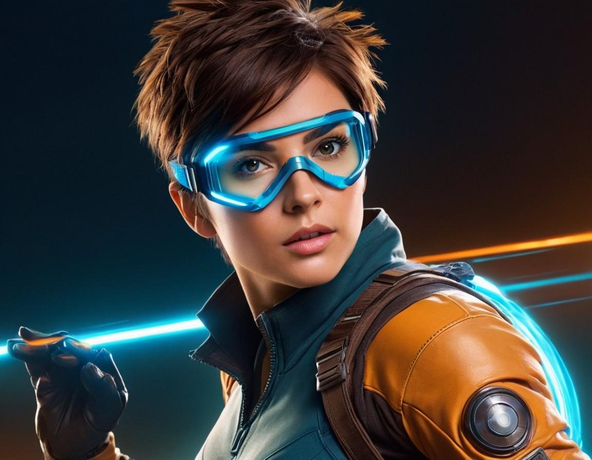 Tracer from Overwatch Portrait - Small Poster Print