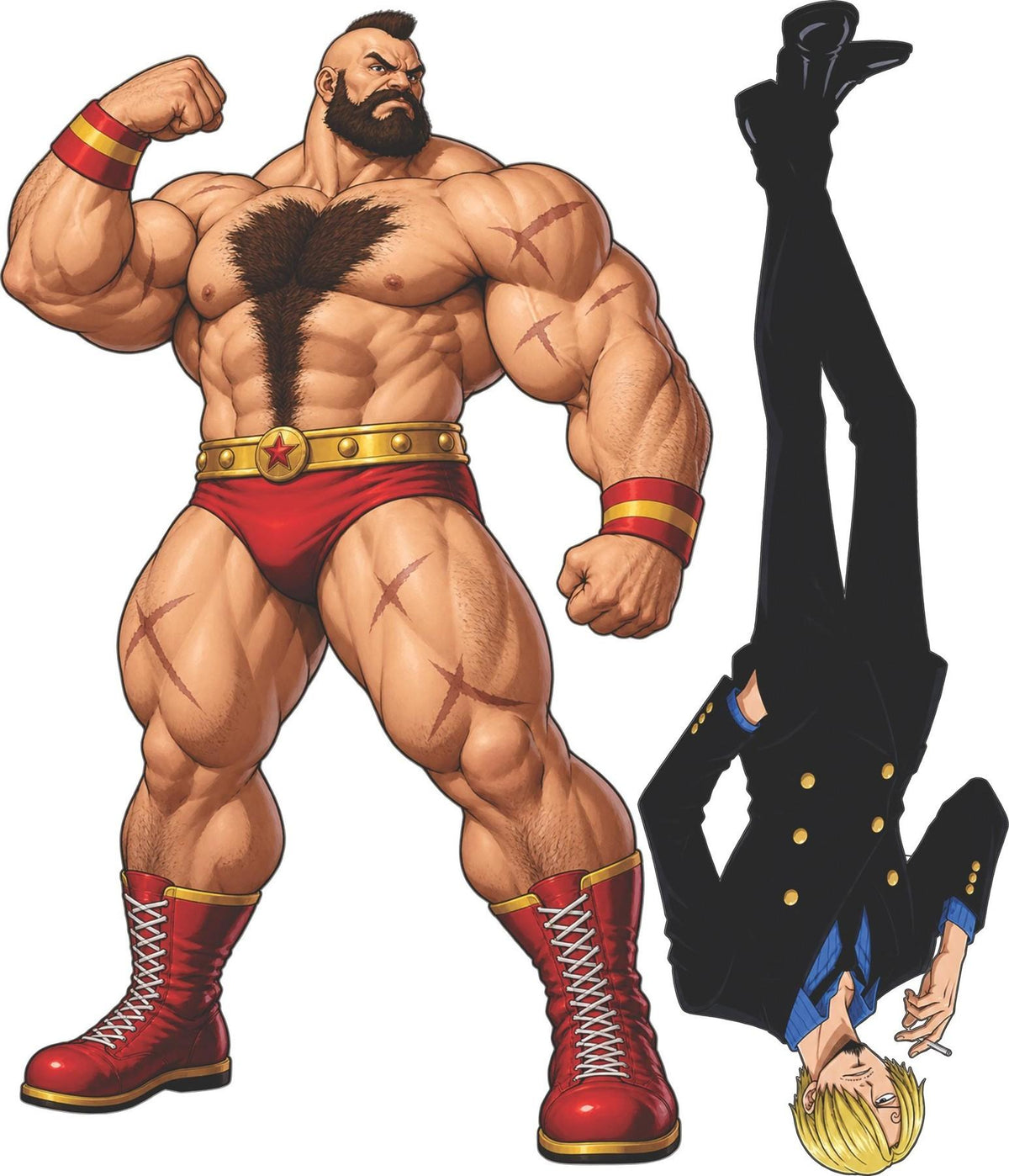 Zangief and Sanji Character Illustration - Large Laser Cut