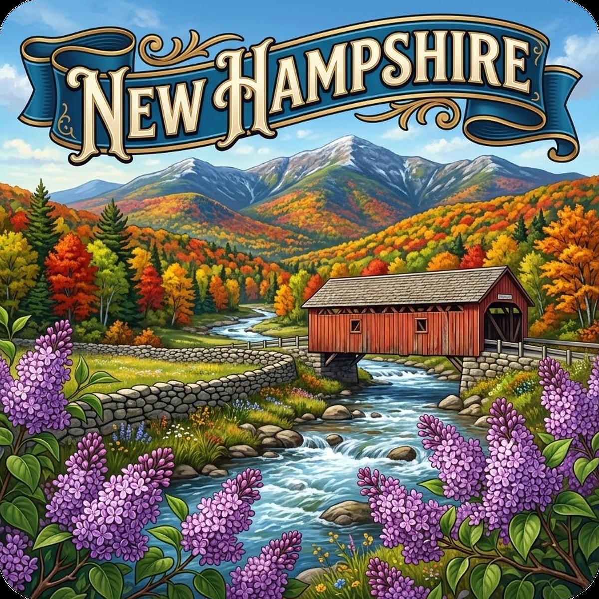 New Hampshire State Design - 6 inch Sticker Popular