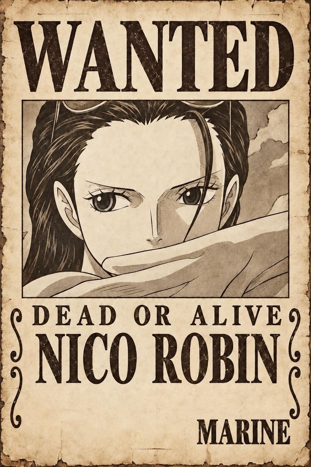Nico Robin Wanted Poster Artwork - Small Poster Print