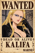 One Piece Kalifa Wanted Poster Artwork - Small Wood Print