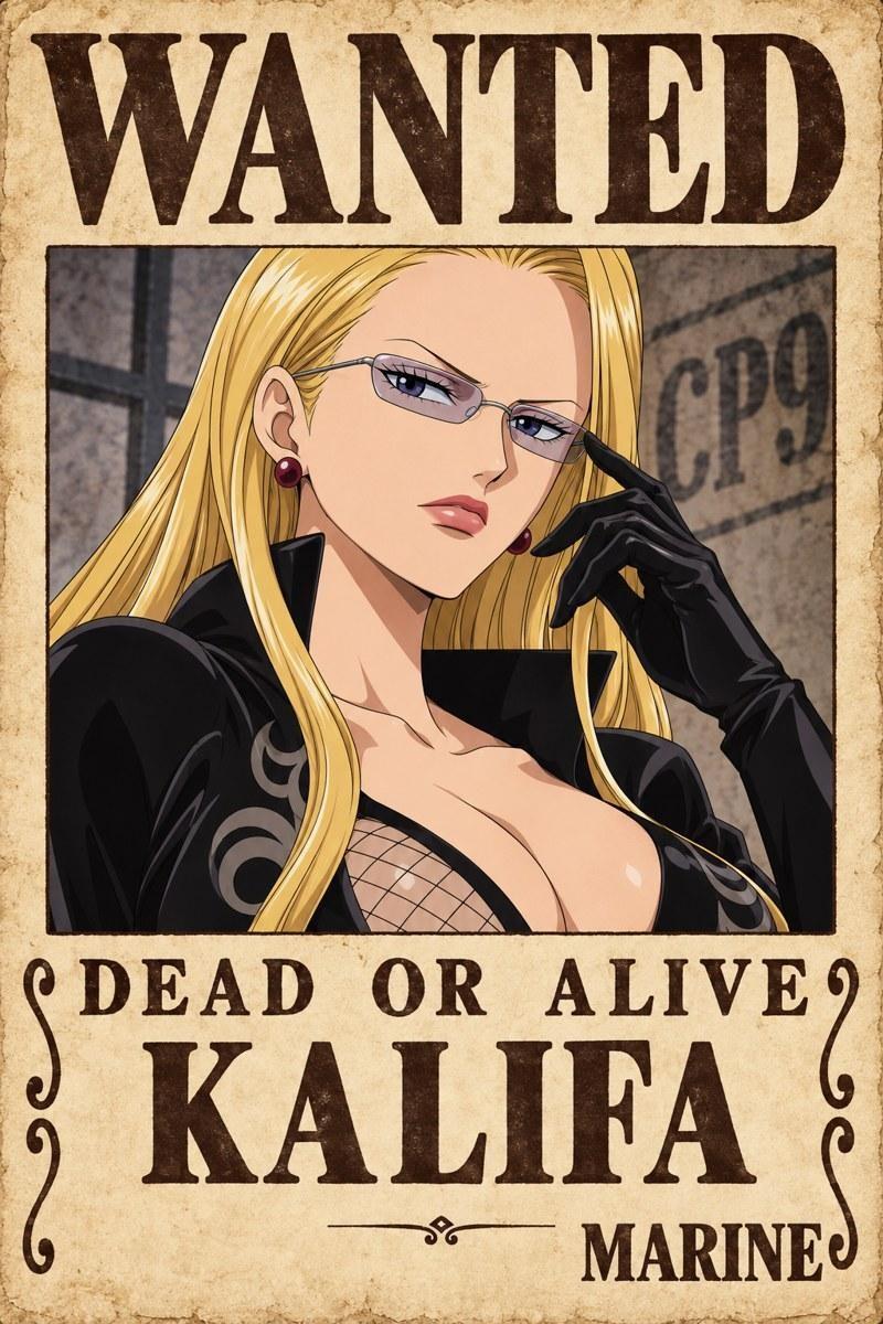 One Piece Kalifa Wanted Poster Artwork - Small Wood Print