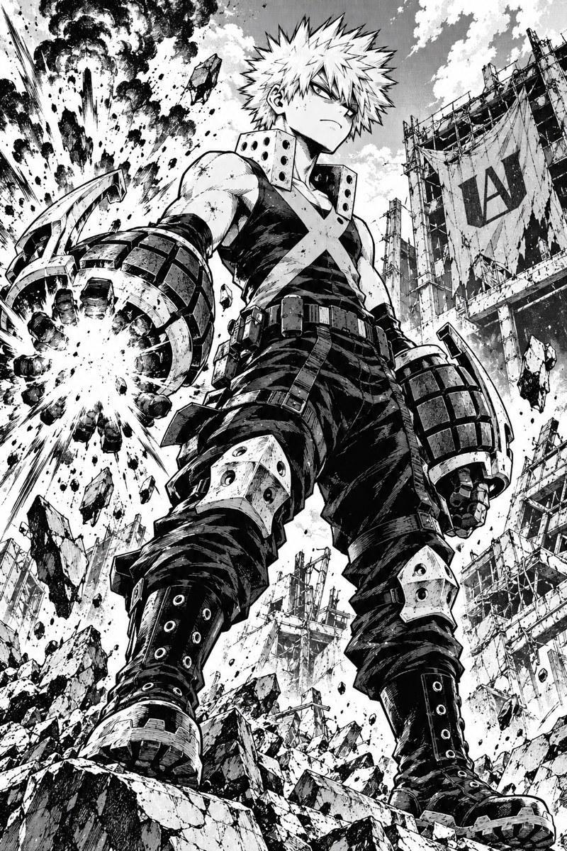 Katsuki Bakugo Manga Panel Wall Art - Small Wood Print