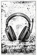 Grunge Gaming Headset with Boom Mic - Small Wood Print