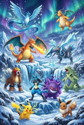 Pokemon Winter Wonderland Characters Art - Medium Wood Print