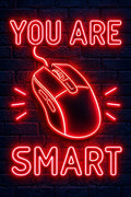 You Are Smart Computer Mouse Neon Sign - Small Wood Print