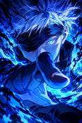 Satoru Gojo Blue Aura Anime Design - Small Wood Print