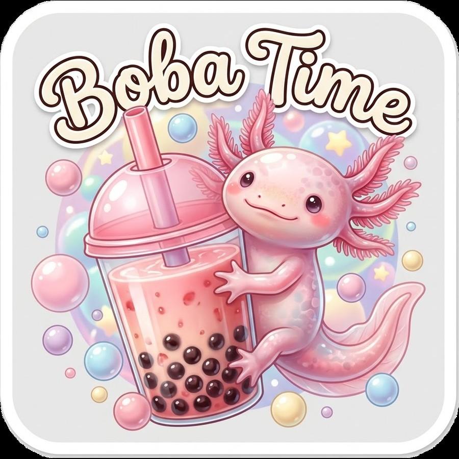 Axolotl Boba - 6 inch Sticker Popular