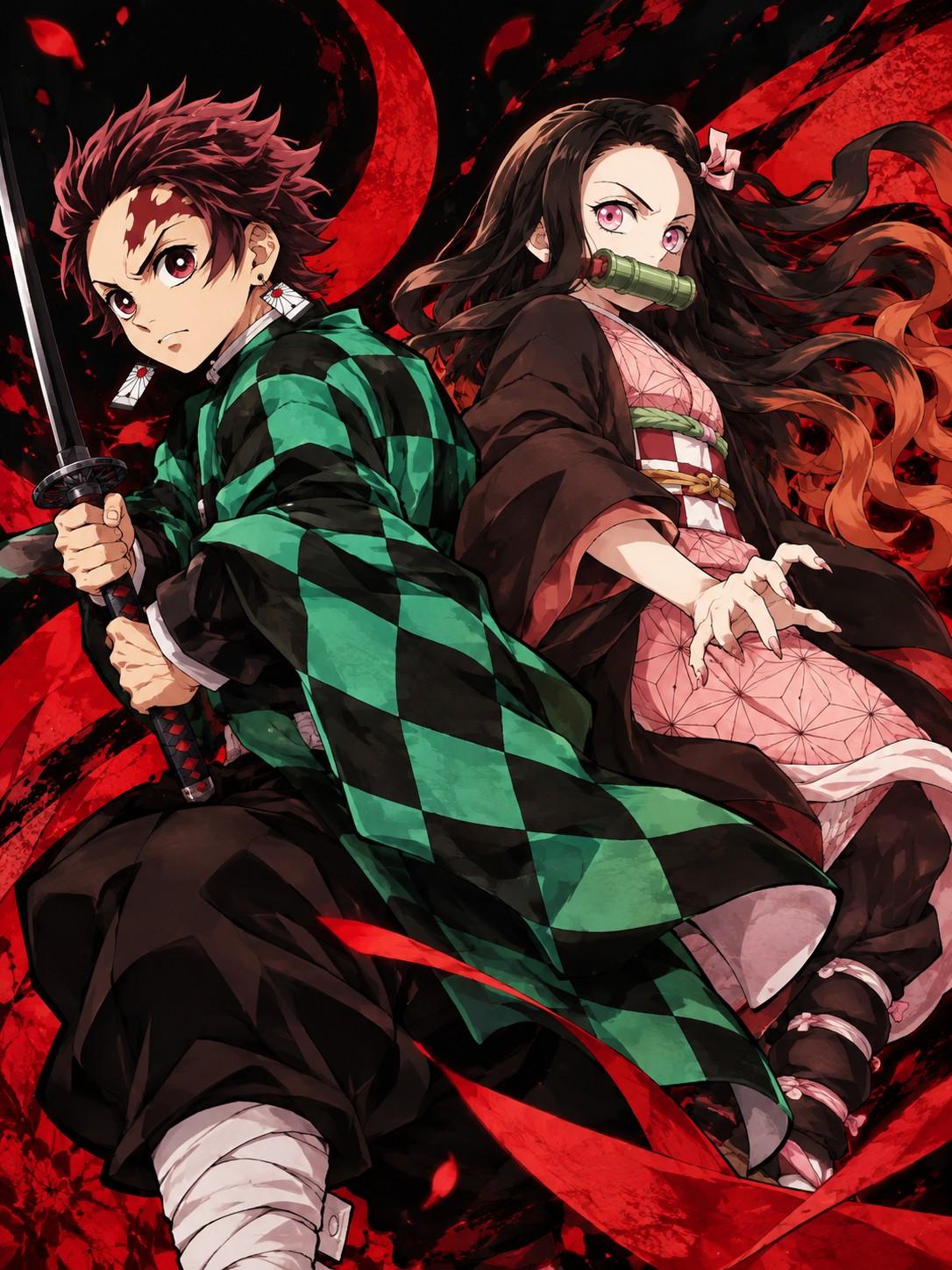 Demon Slayer Tanjiro Nezuko Crimson Bond - Small Poster Print