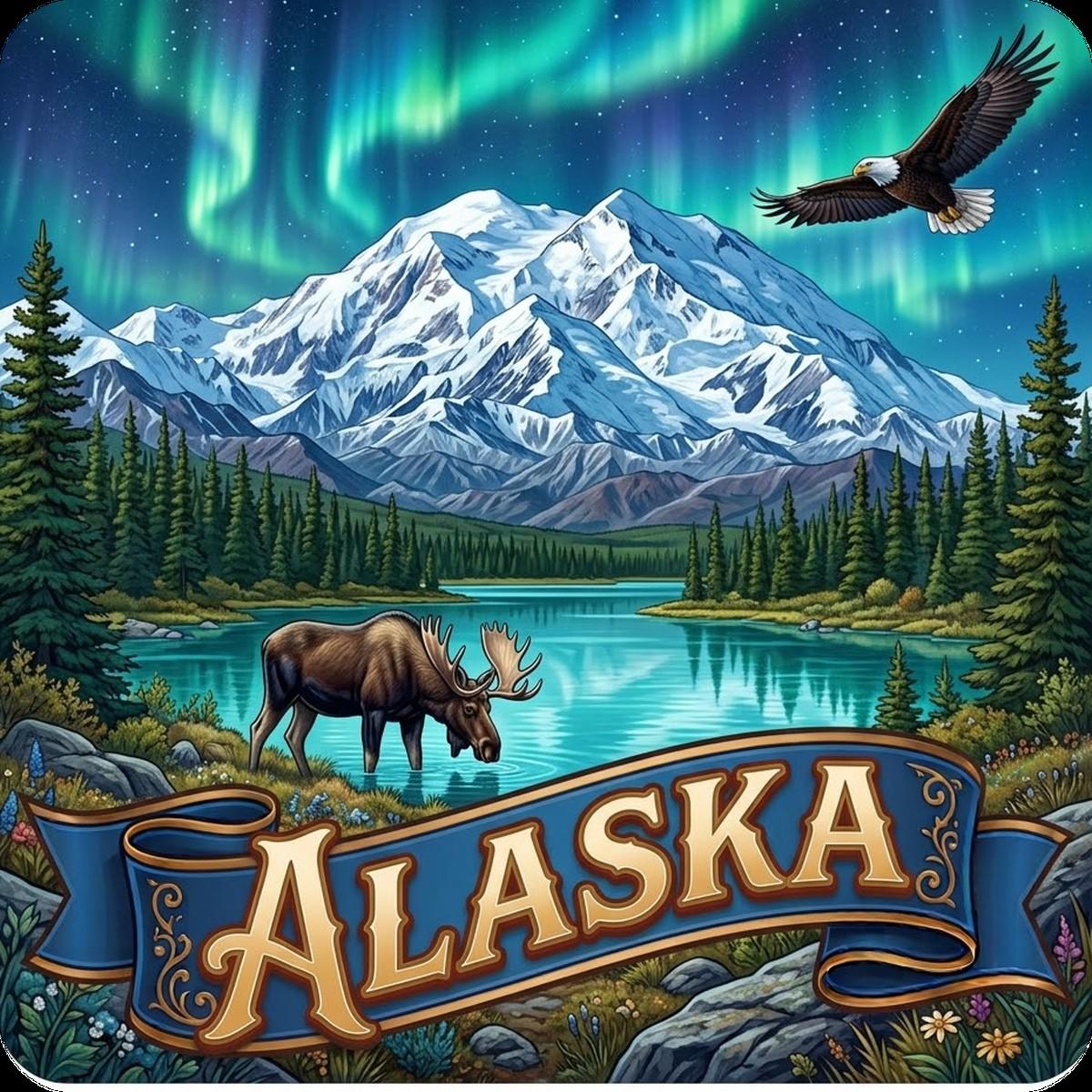 Alaska State Design - 6 inch Sticker Popular