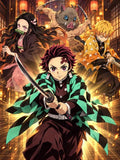 Demon Slayer characters Tanjiro, Nezuko, Zenitsu, and Inosuke - Large Poster Print