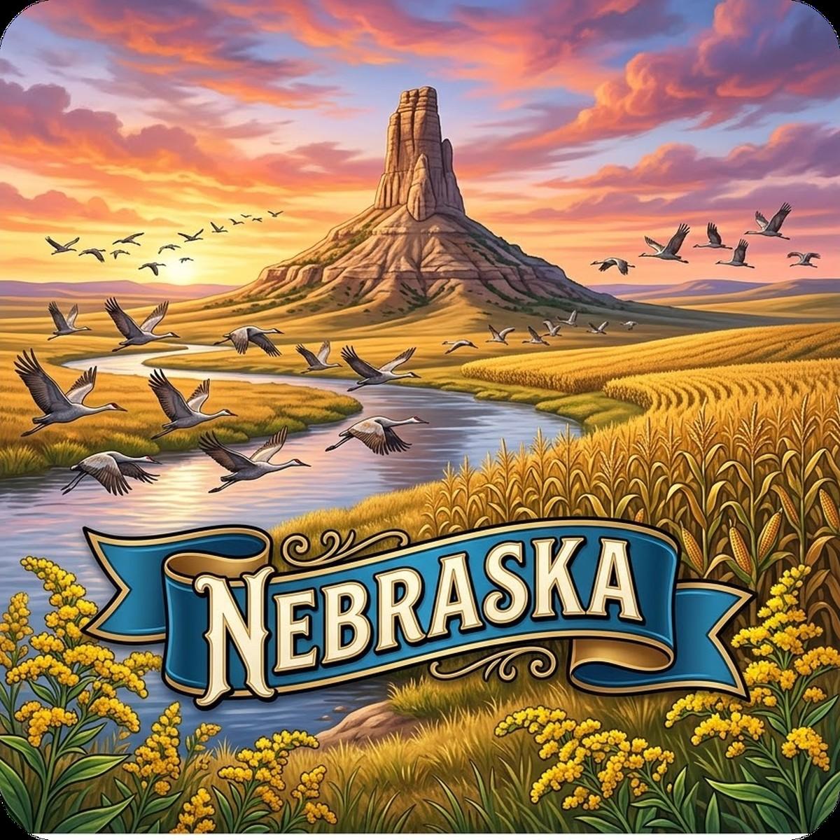 Nebraska State Design - 6 inch Sticker Popular