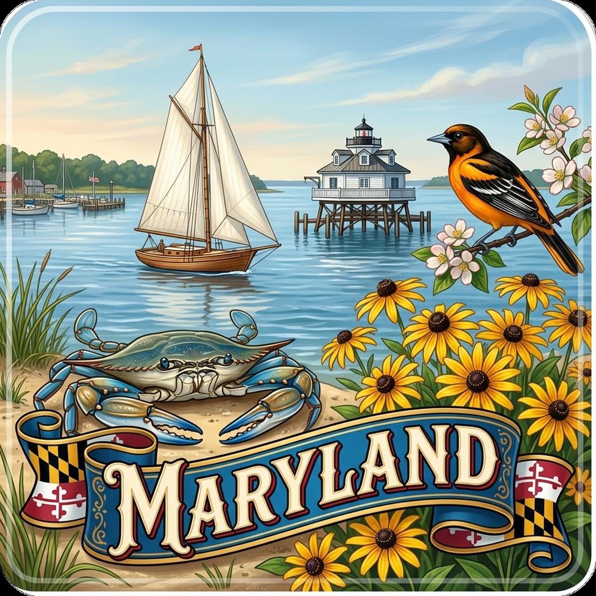 Maryland State Design - 6 inch Sticker Popular