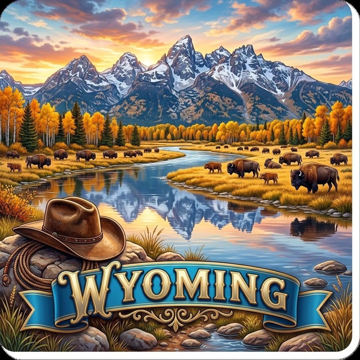 Wyoming State Design - 6 inch Sticker Popular