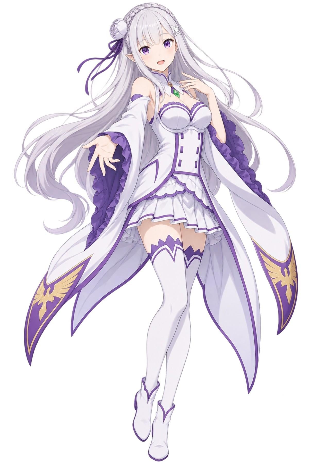 Emilia White and Purple Outfit Anime Character Illustration - Medium Laser Cut