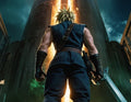 Cloud Strife Before Shinra Headquarters - Small Poster Print