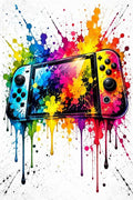 Colorful Paint Splatter Video Game Console - Small Wood Print