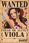 One Piece Viola Wanted Poster Artwork - Small Wood Print