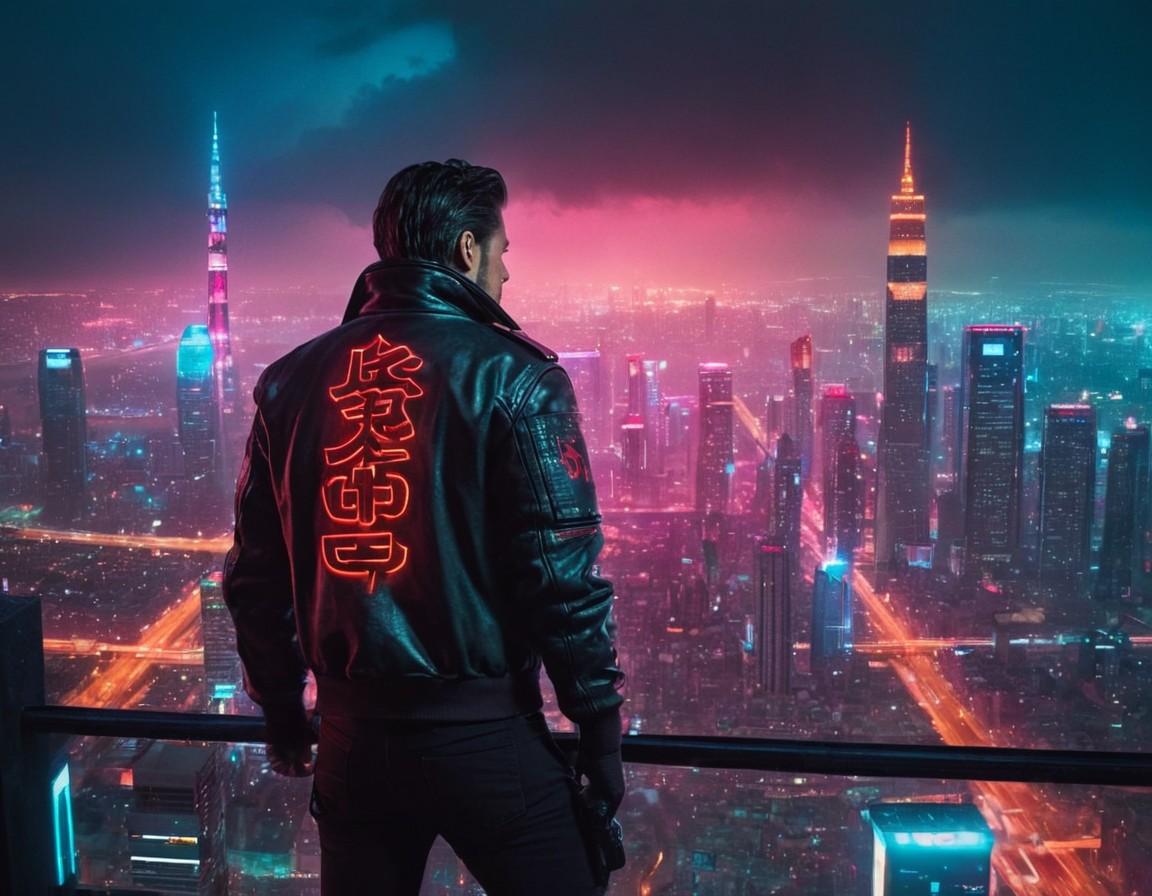 Cyberpunk cityscape overview art print - Small Poster Print