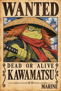 One Piece Kawamatsu Wanted Poster Art - Small Wood Print