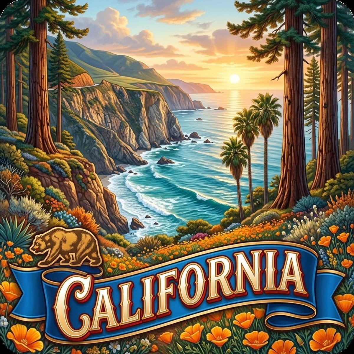 California State Design - 6 inch Sticker Popular