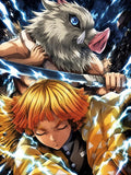 Inosuke Hashibira and Zenitsu Agatsuma from Demon Slayer - Small Poster Print