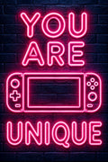 You Are Unique Gaming Console Neon Sign - Small Wood Print