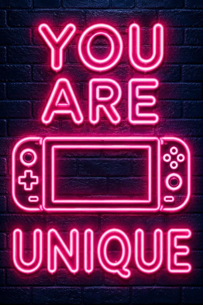 You Are Unique Gaming Console Neon Sign - Small Wood Print