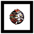 Scorbunny Circular Japanese Pattern Illustration - Medium Wood Print