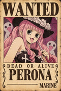 One Piece Perona Wanted Poster Artwork - Small Wood Print