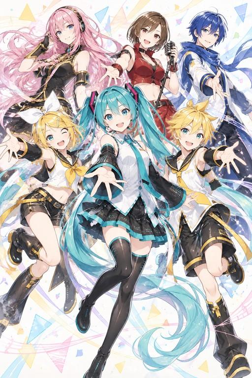 Crypton Future Media Character Vocal Series characters - Small Wood Print