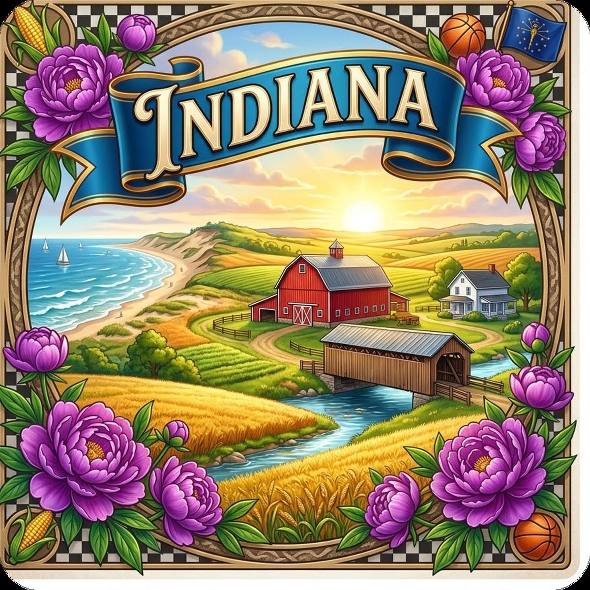 Indiana State Design - 6 inch Sticker Popular