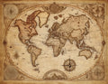 Vintage Style World Map Wall Art - Small Poster Print