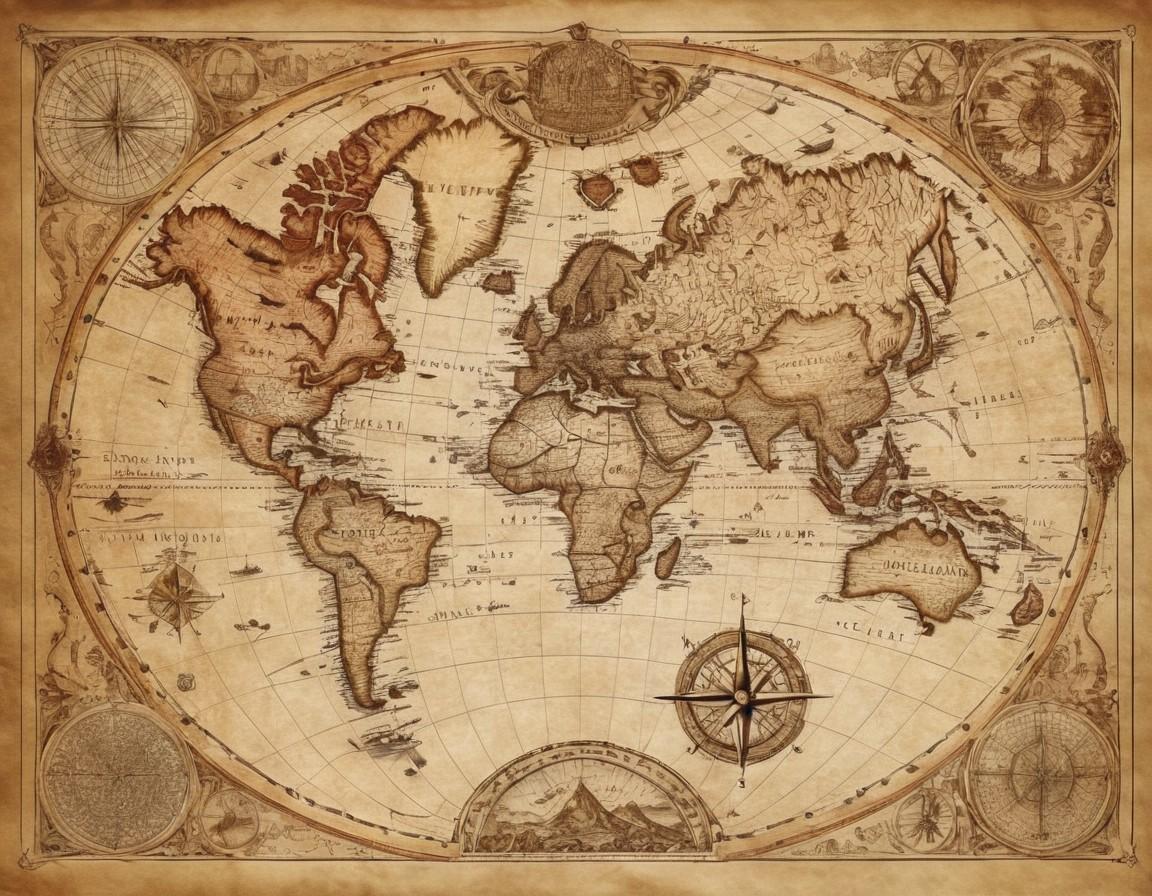 Vintage Style World Map Wall Art - Small Poster Print