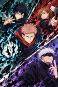 Jujutsu Kaisen Character Trio and Mentor - Small Wood Print
