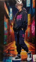 Anime boy in a dark alleyway - Small Poster Print