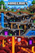 Minecraft Overworld and Nether Underground Scene - Small Wood Print