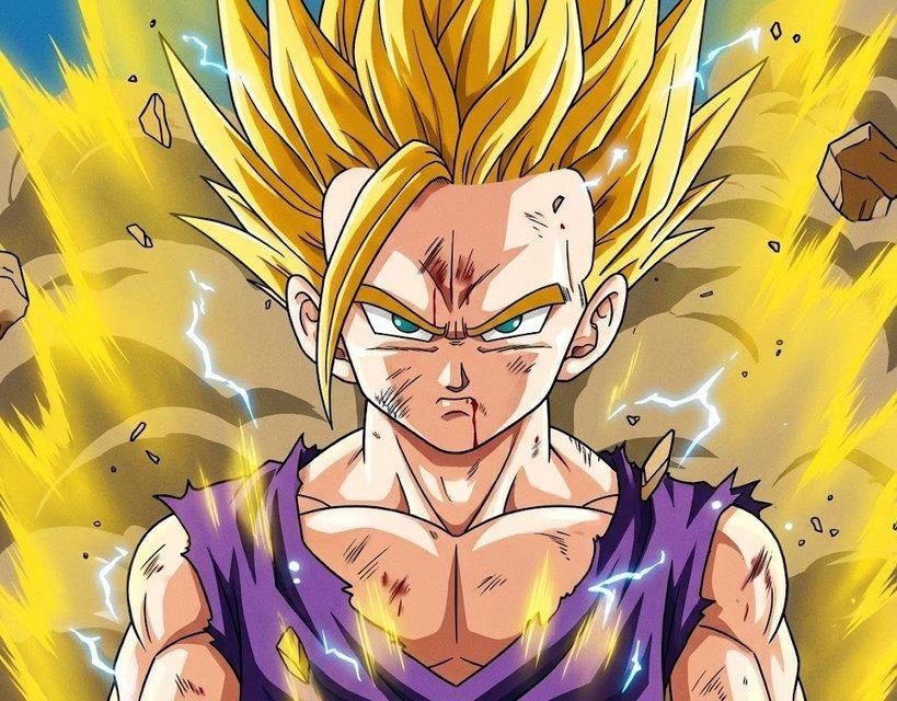 Super Saiyan 2 Gohan from Dragon Ball - Medium Wood Print