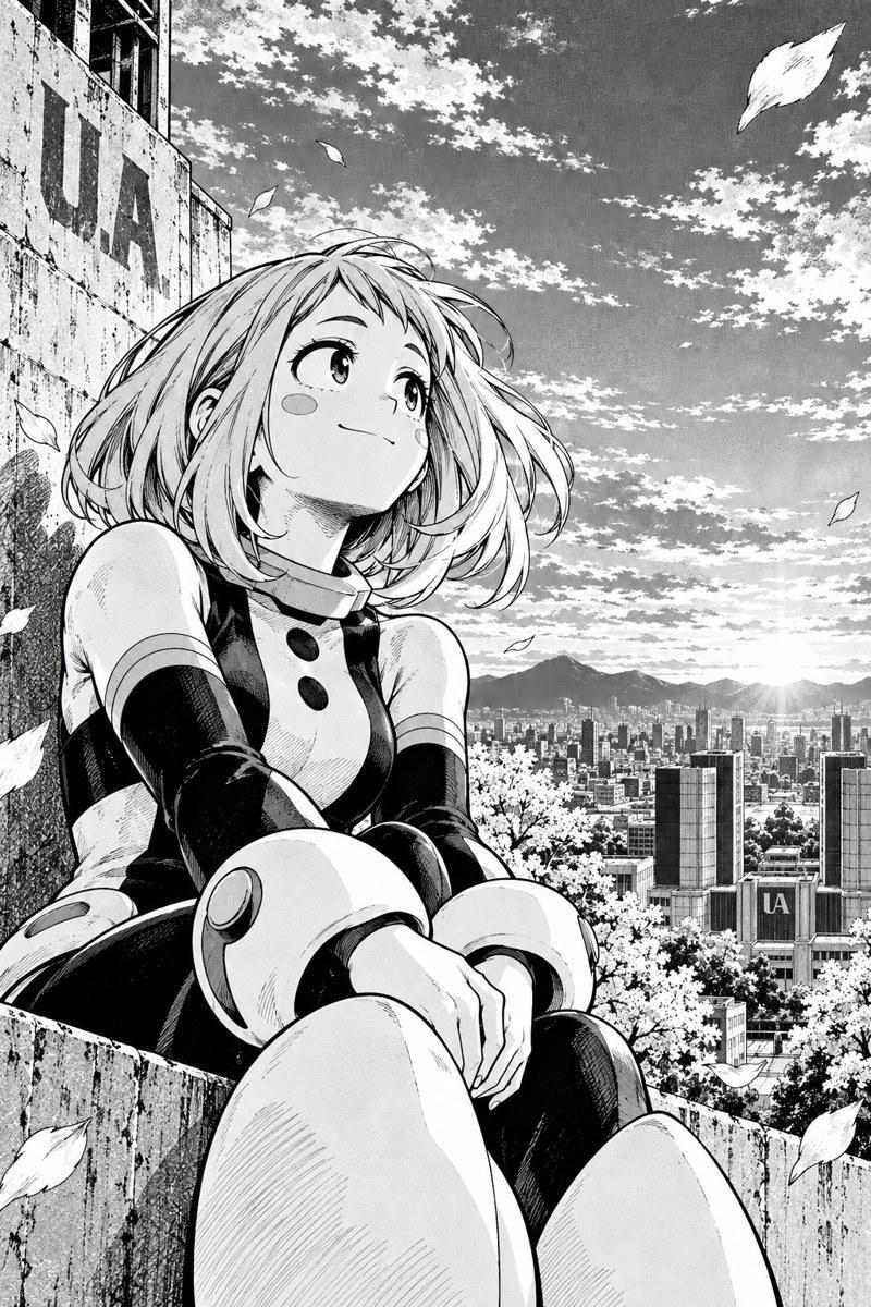Ochaco Uraraka My Hero Academia Manga Illustration - Small Wood Print