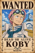 One Piece Koby Wanted Poster Artwork - Small Wood Print