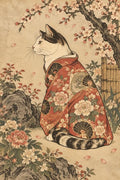 Cat in Kimono - Small Wood Print