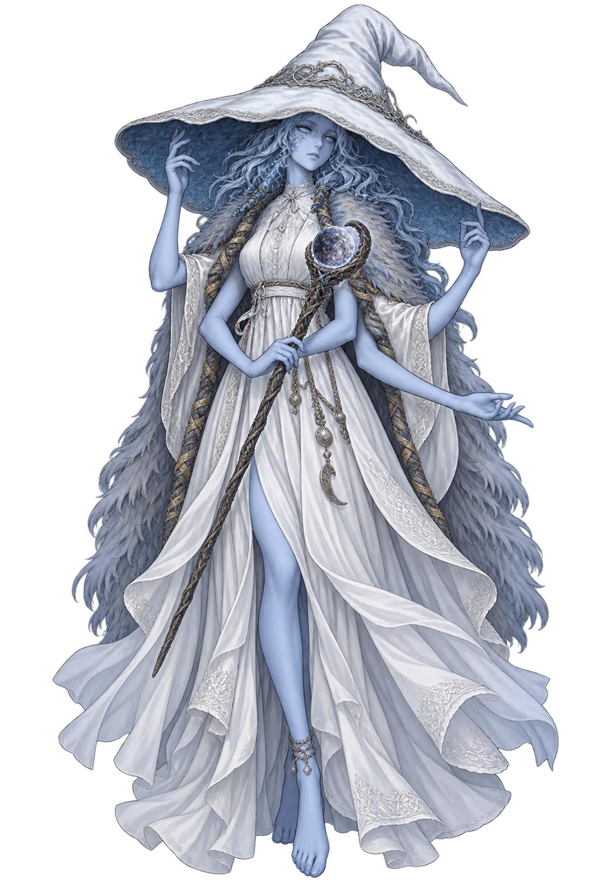 Four-Armed Blue Witch Concept Art - XL Laser Cut