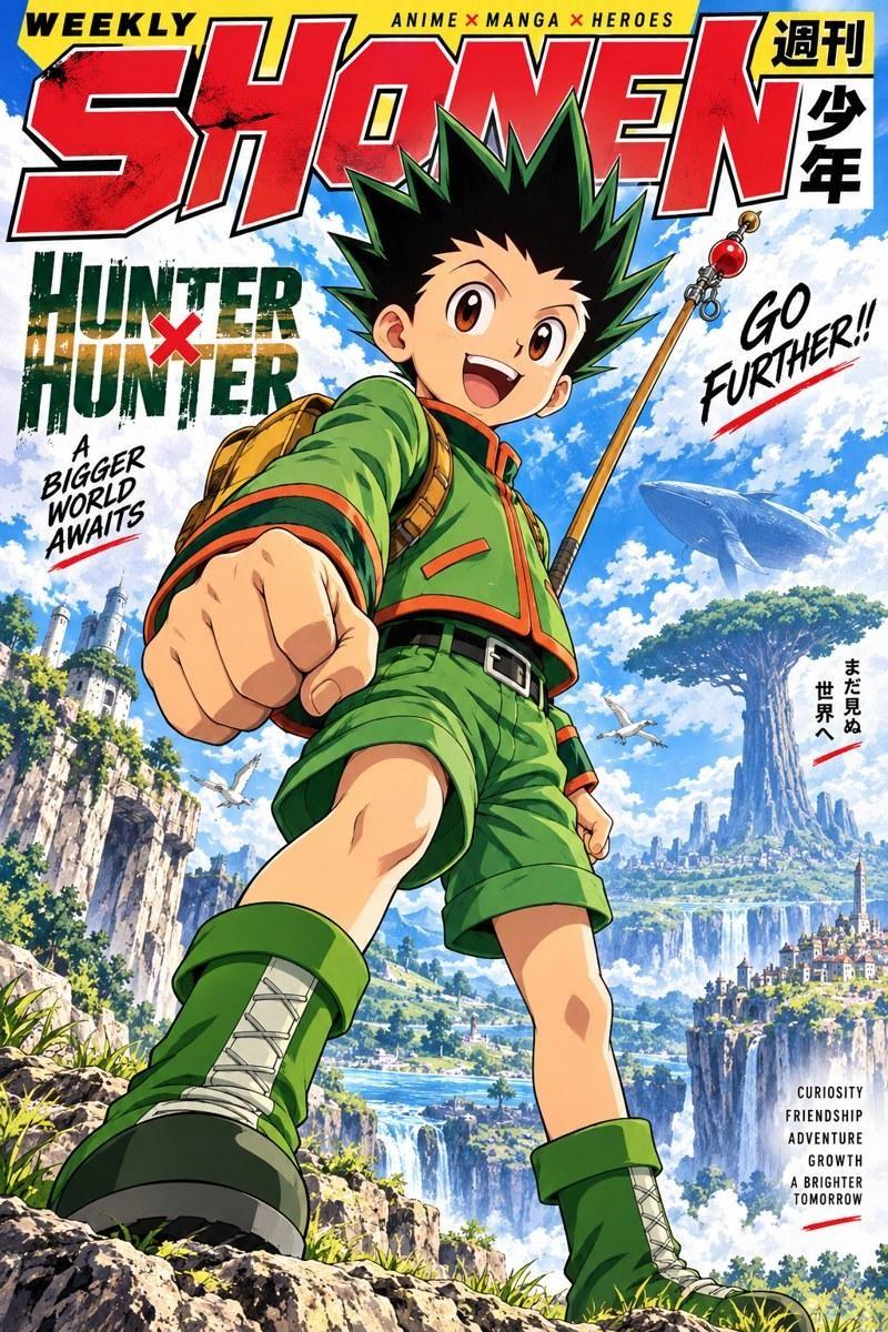 Hunter x Hunter Weekly Shonen Manga Magazine Cover - Small Wood Print